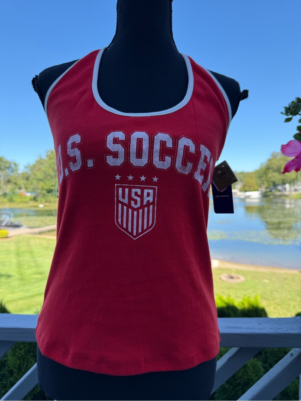 Red Women's Tank Top - USA Crest size Medium new with tag .